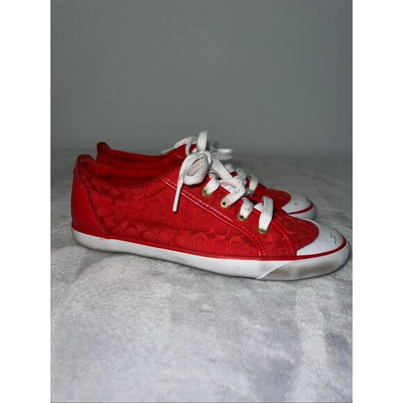 Women’s COACH red low top lace up athletic shoes 8 - Picture 1 of 8